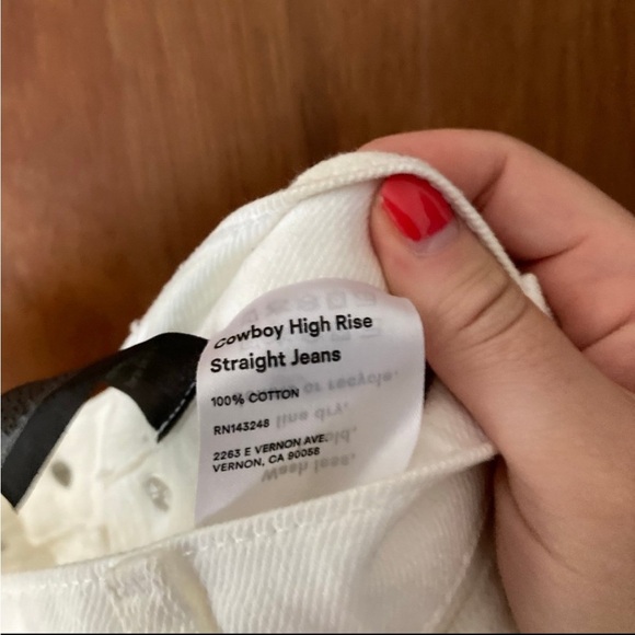 Reformation Cowboy High Rise Straight Jeans in White - Picture 3 of 4